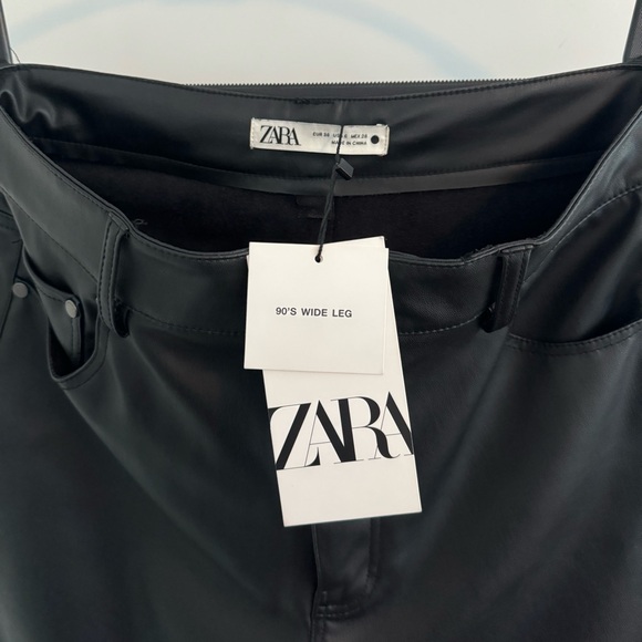 NWT | Zara | Faux Leather 90’s Wide Leg Pant - Picture 13 of 17